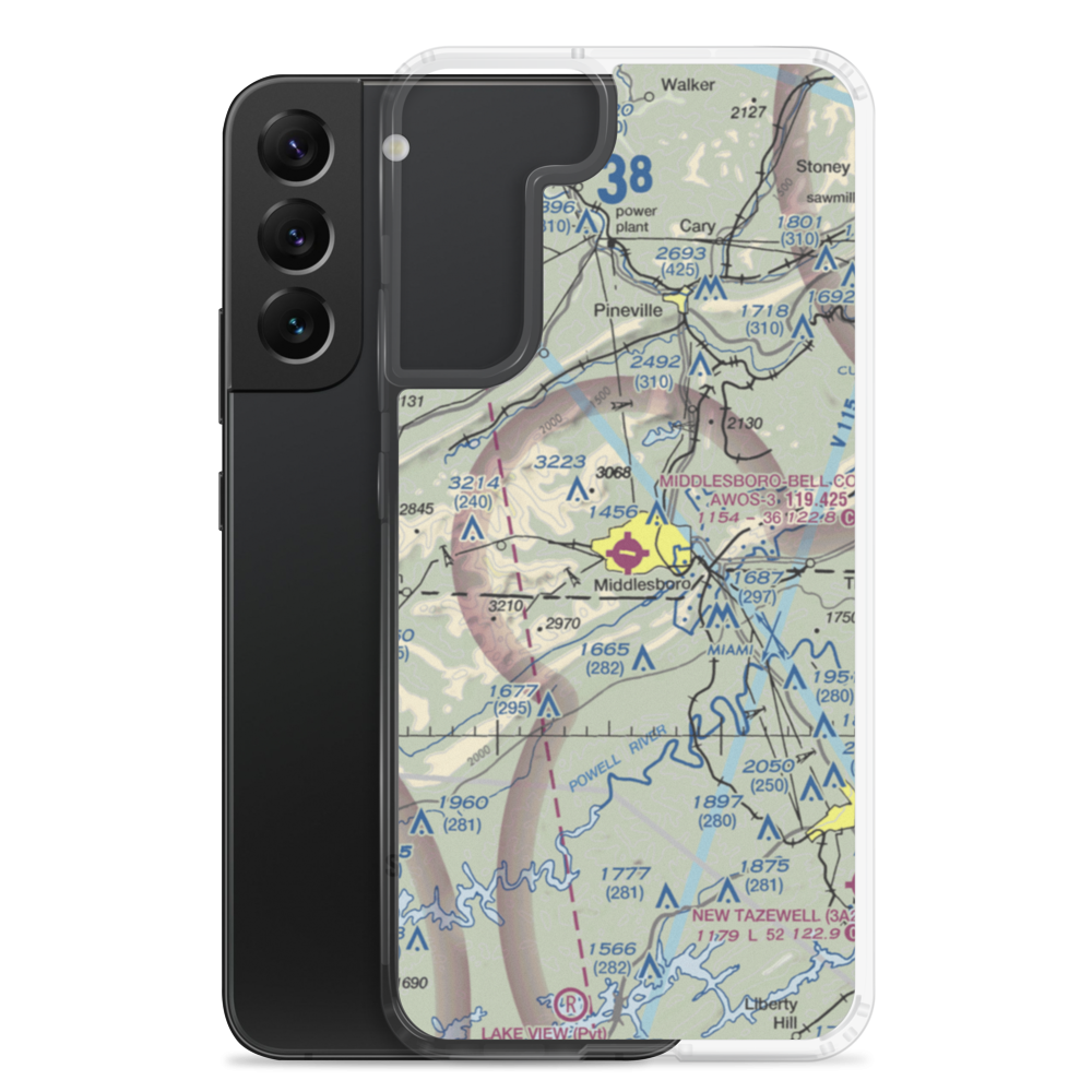 Middlesboro-Bell County Airport (1A6) VFR Sectional Samsung Case Samsung Galaxy S22 Plus model shown