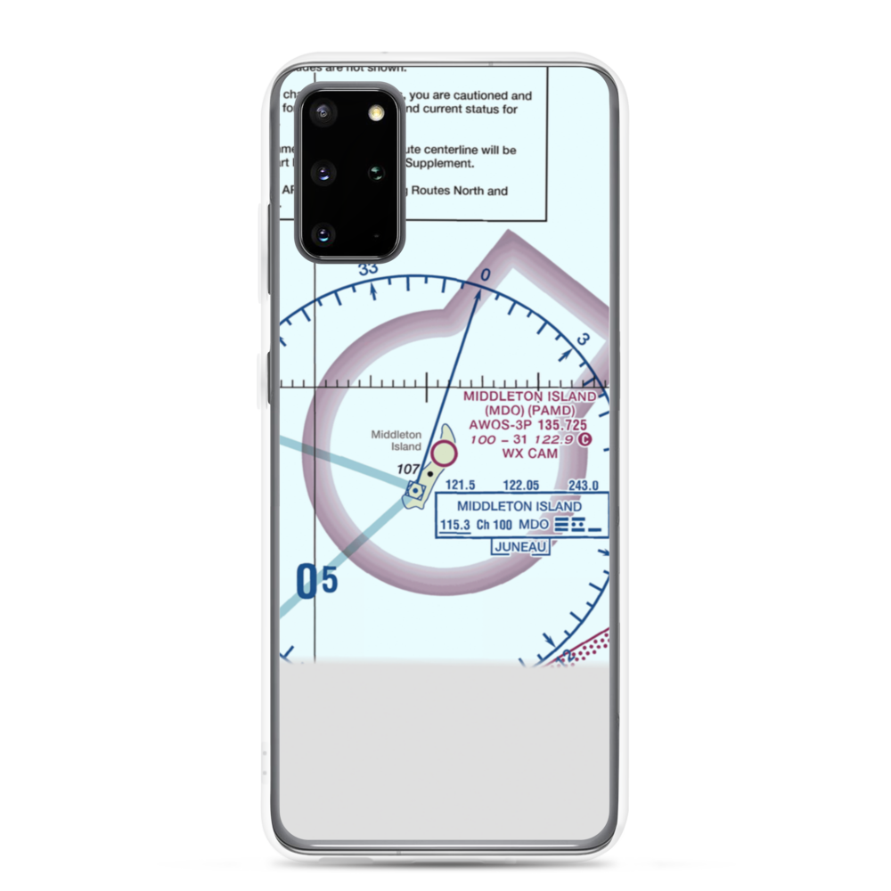 Middleton Island Airport (MDO) VFR Sectional Samsung Case Samsung Galaxy S20 Plus model shown