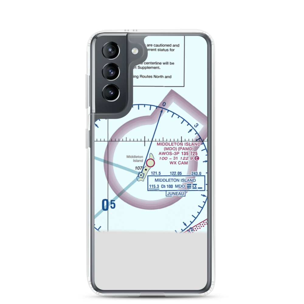 Middleton Island Airport (MDO) VFR Sectional Samsung Case Samsung Galaxy S21 model shown