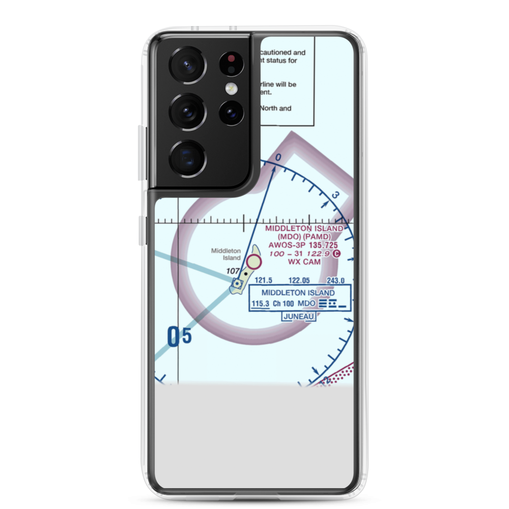 Middleton Island Airport (MDO) VFR Sectional Samsung Case Samsung Galaxy S21 Ultra model shown