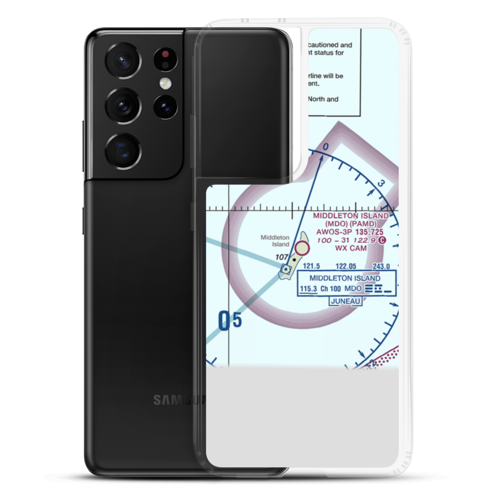 Middleton Island Airport (MDO) VFR Sectional Samsung Case Samsung Galaxy S21 Ultra model shown