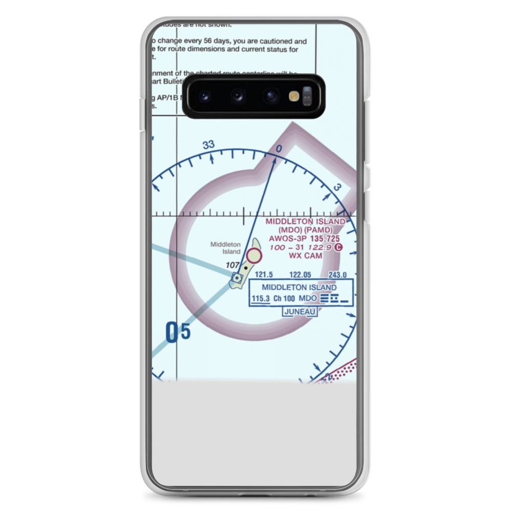 Middleton Island Airport (MDO) VFR Sectional Samsung Case Samsung Galaxy S10+ model shown