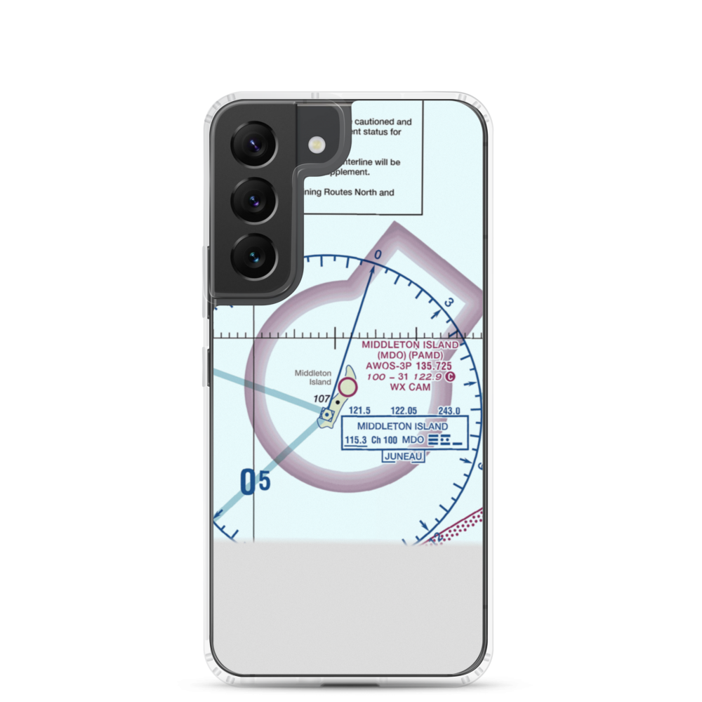 Middleton Island Airport (MDO) VFR Sectional Samsung Case Samsung Galaxy S22 model shown