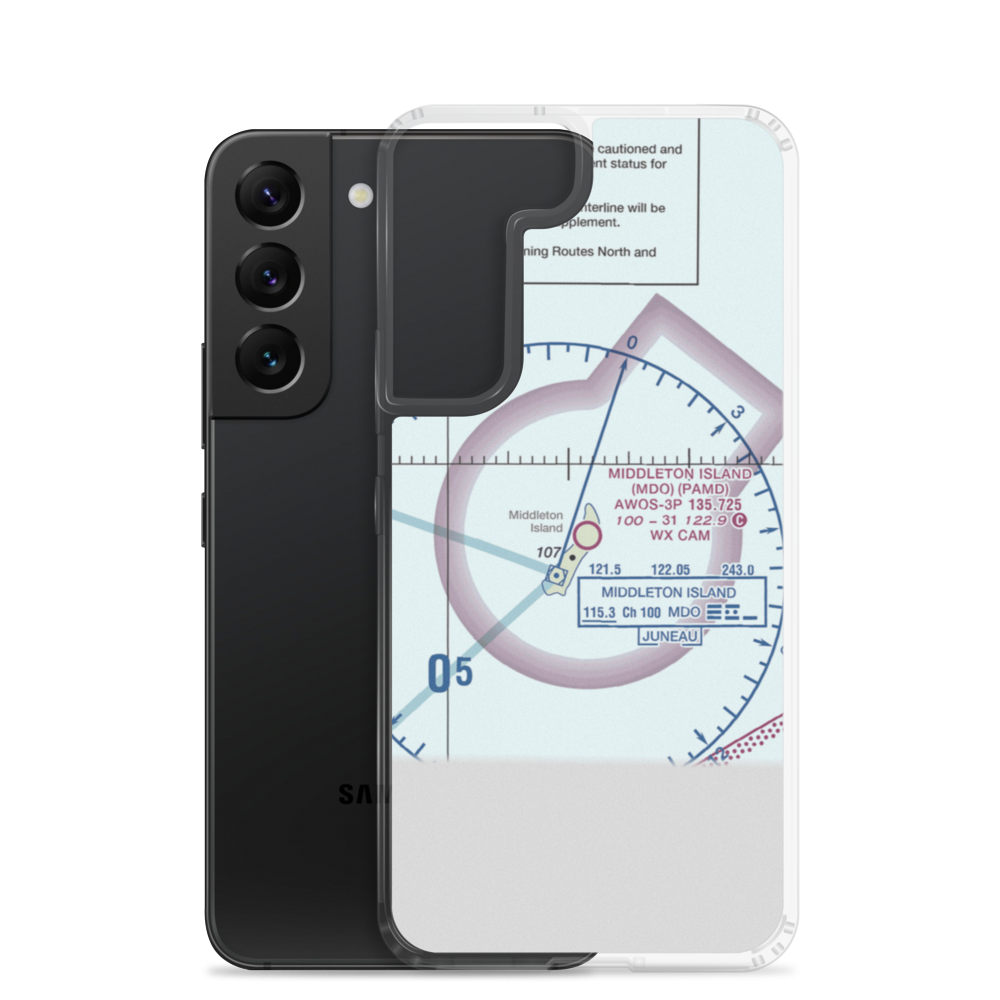 Middleton Island Airport (MDO) VFR Sectional Samsung Case Samsung Galaxy S22 model shown