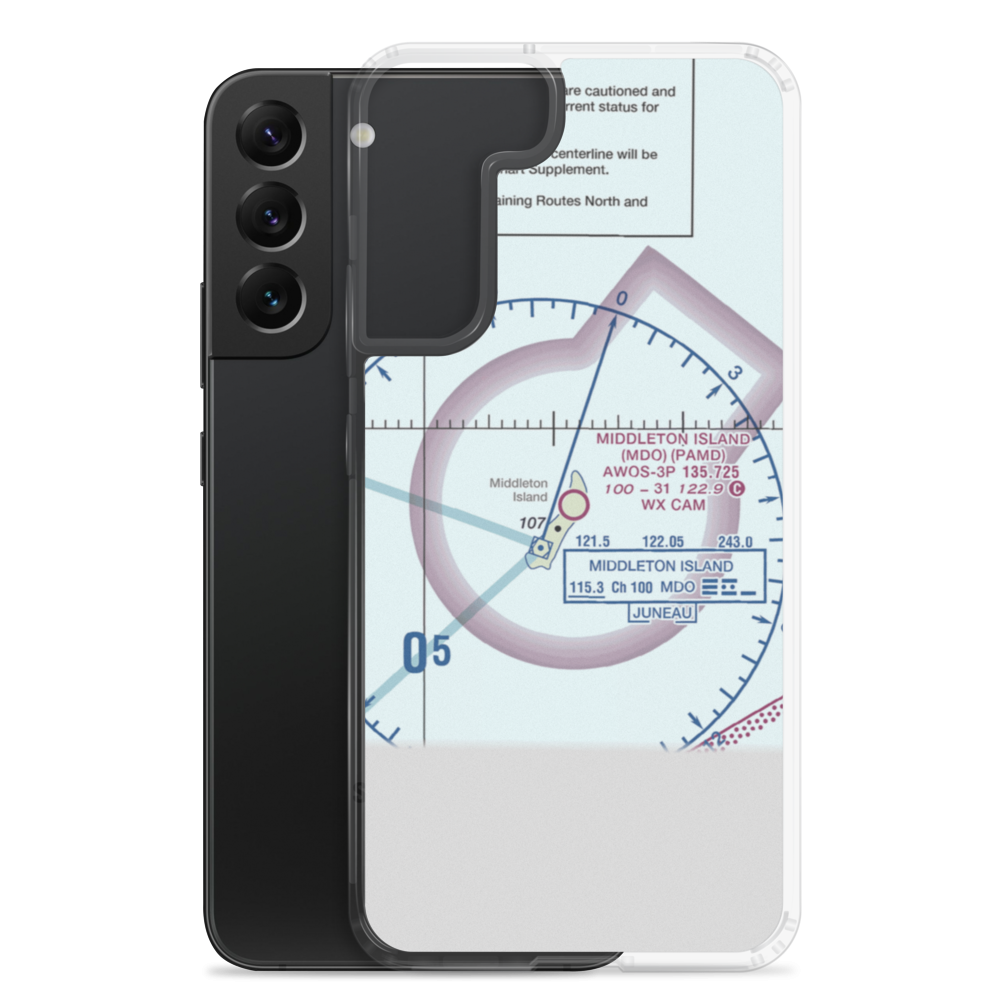 Middleton Island Airport (MDO) VFR Sectional Samsung Case Samsung Galaxy S22 Plus model shown