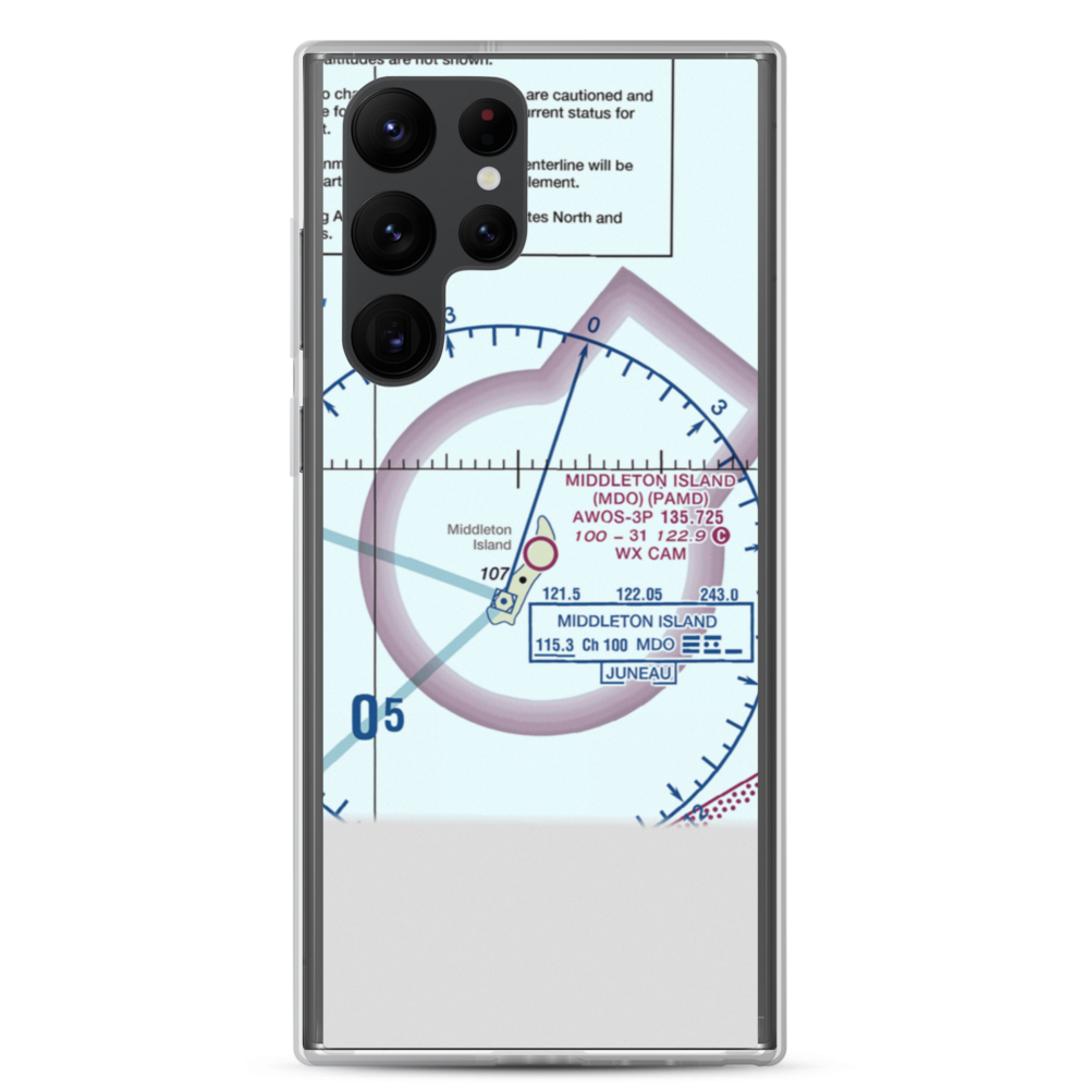Middleton Island Airport (MDO) VFR Sectional Samsung Case Samsung Galaxy S22 Ultra model shown