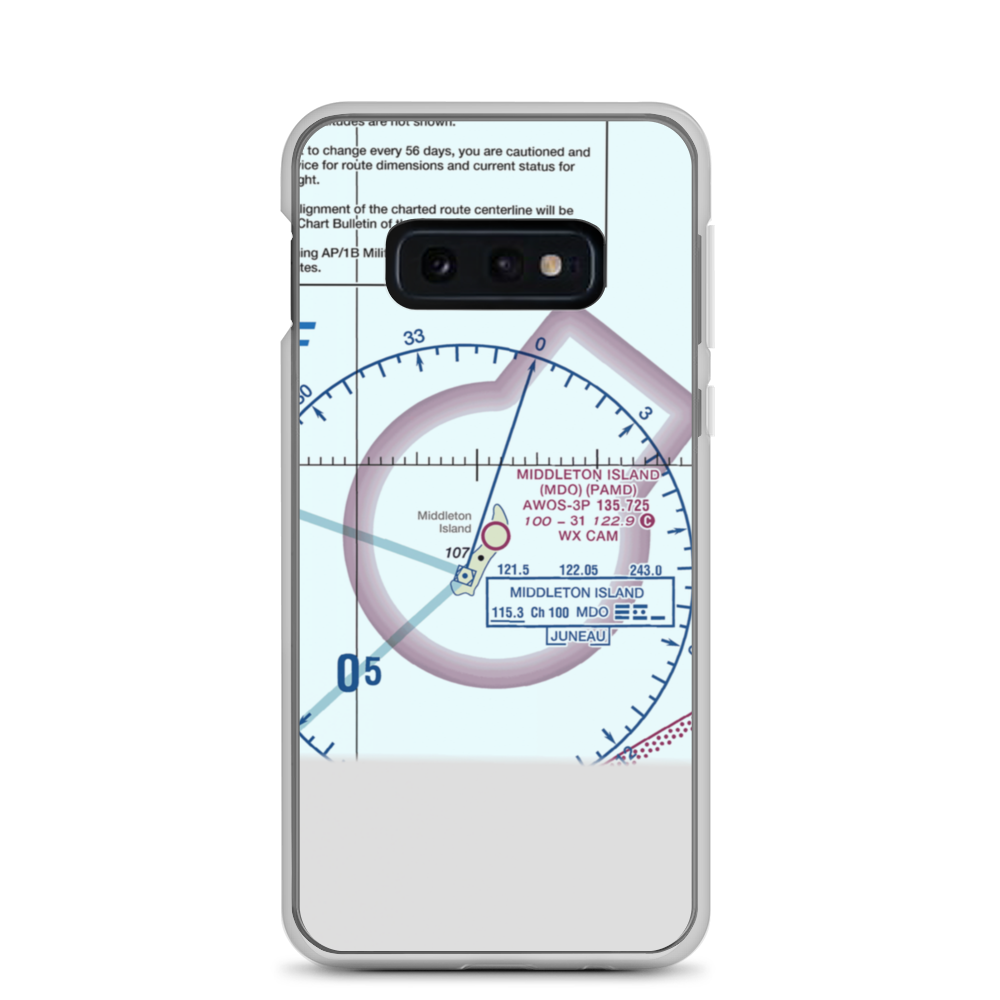 Middleton Island Airport (MDO) VFR Sectional Samsung Case Samsung Galaxy S10e model shown