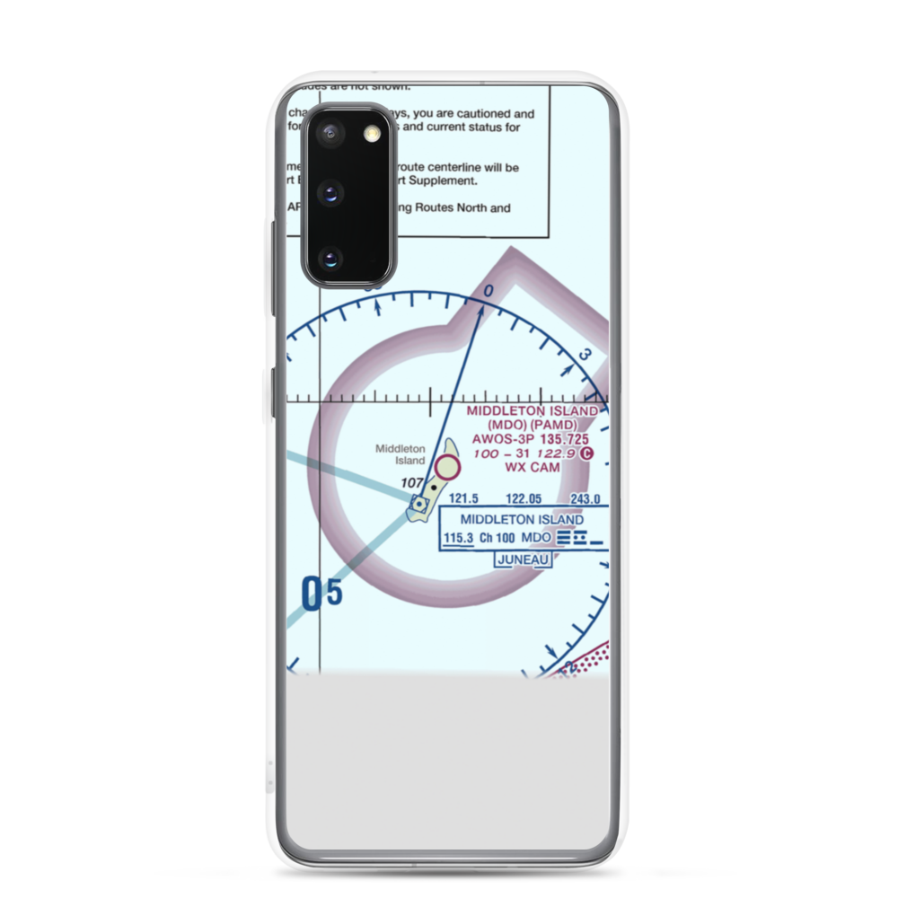Middleton Island Airport (MDO) VFR Sectional Samsung Case Samsung Galaxy S20 model shown