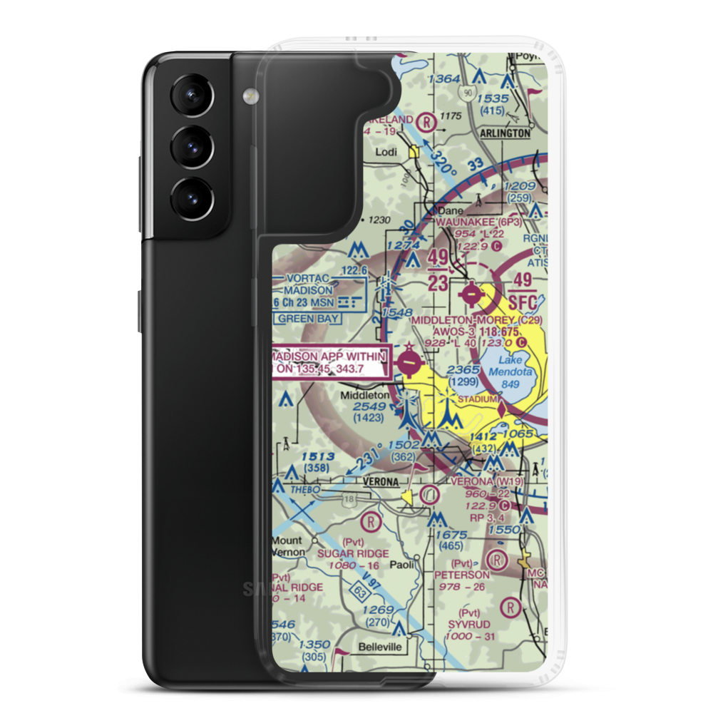 Middleton Municipal Morey Field (C29) VFR Sectional Samsung Case Samsung Galaxy S21 Plus model shown