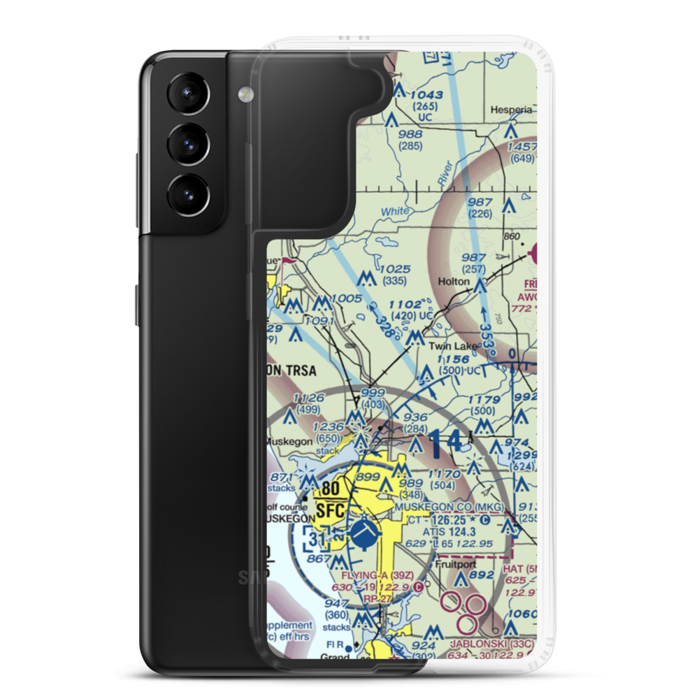 Midget Airport (MI86) VFR Sectional Samsung Case Samsung Galaxy S21 Plus model shown