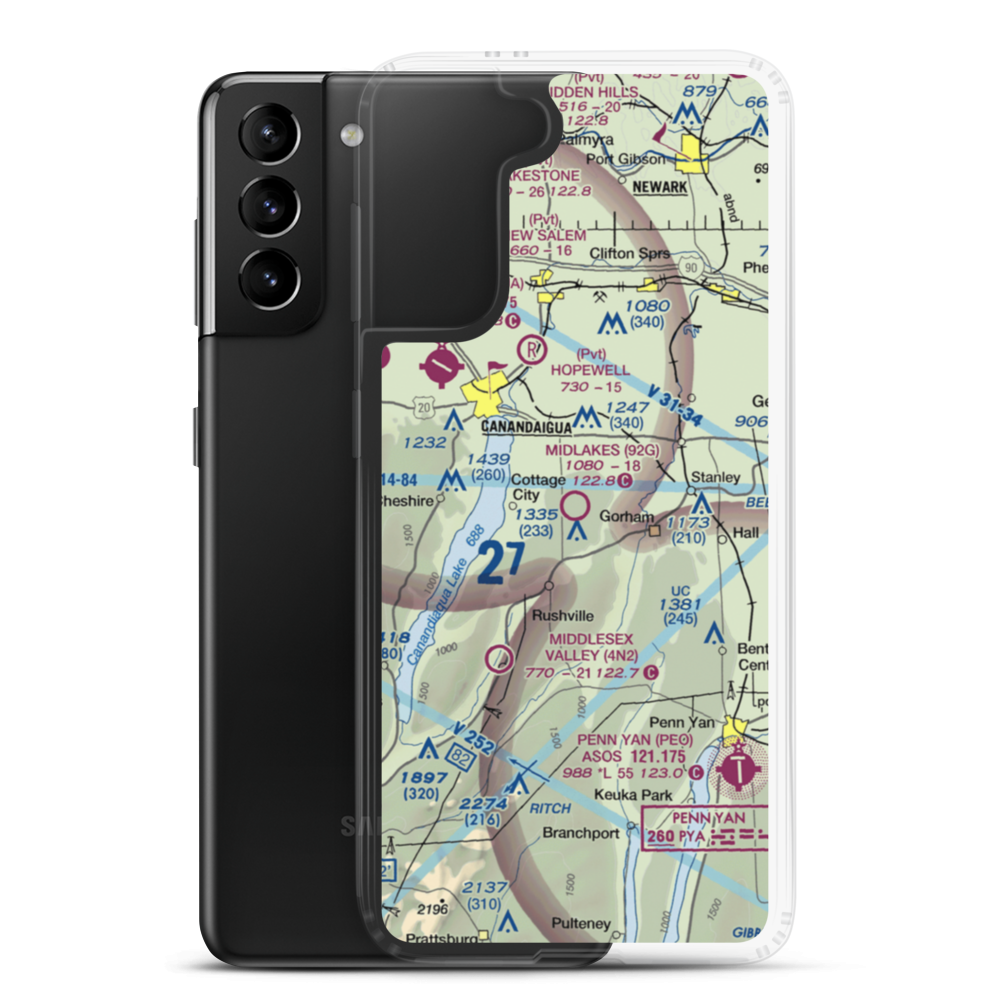 Midlakes Airport (92G) VFR Sectional Samsung Case Samsung Galaxy S21 Plus model shown