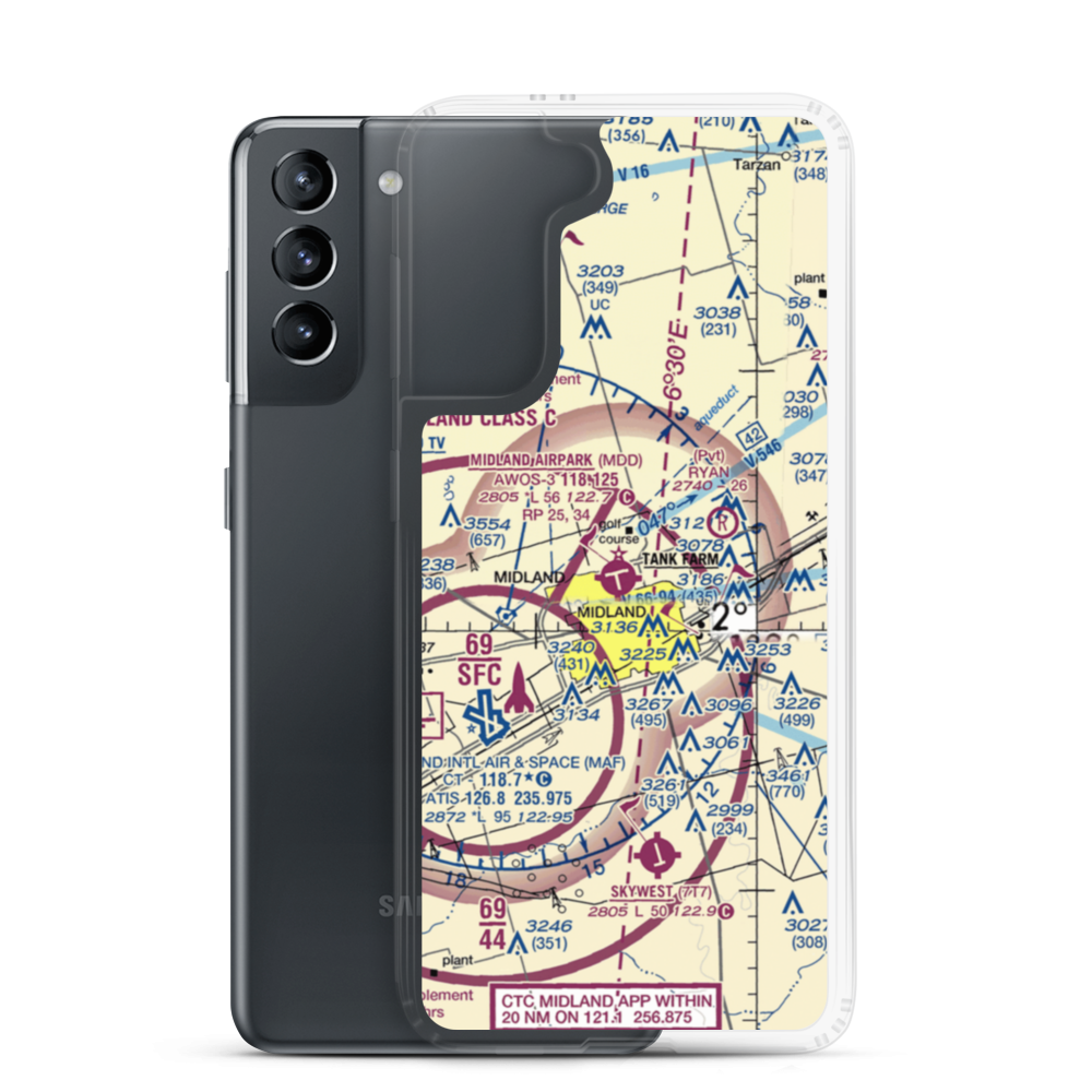 Midland Airpark (MDD) VFR Sectional Samsung Case Samsung Galaxy S21 model shown