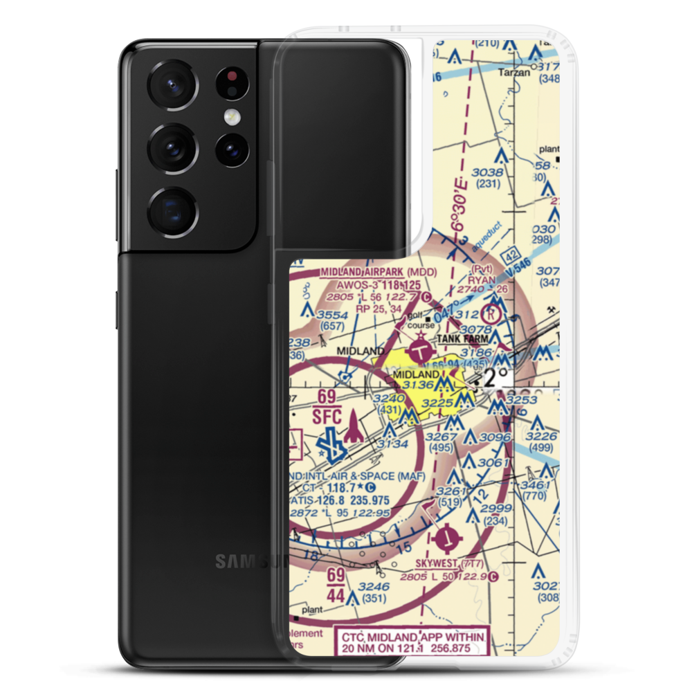 Midland Airpark (MDD) VFR Sectional Samsung Case Samsung Galaxy S21 Ultra model shown