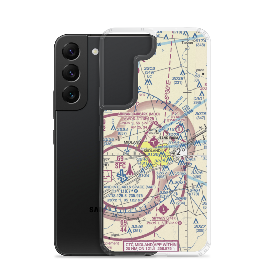 Midland Airpark (MDD) VFR Sectional Samsung Case Samsung Galaxy S22 model shown