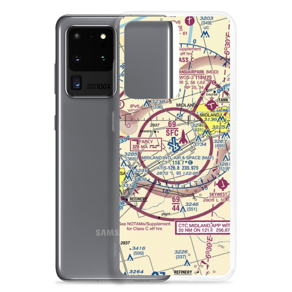 Midland International Airport (MAF) VFR Sectional Samsung Case Samsung Galaxy S20 Ultra model shown