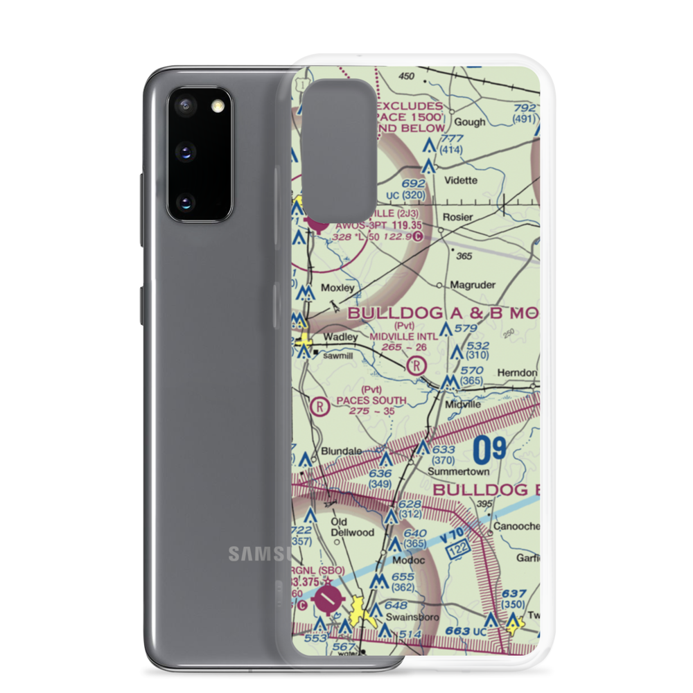 Midville International Airport (92GE) VFR Sectional Samsung Case Samsung Galaxy S20 model shown