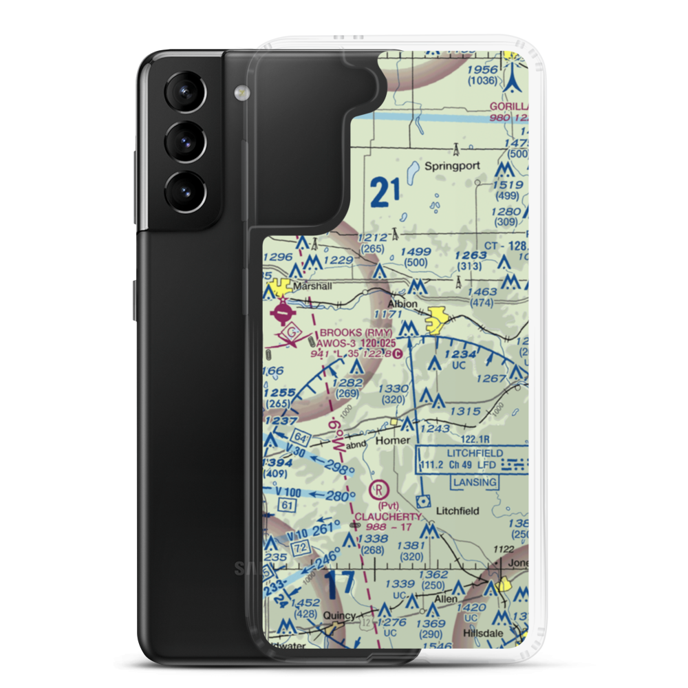 Midway Airport (42MI) VFR Sectional Samsung Case Samsung Galaxy S21 Plus model shown