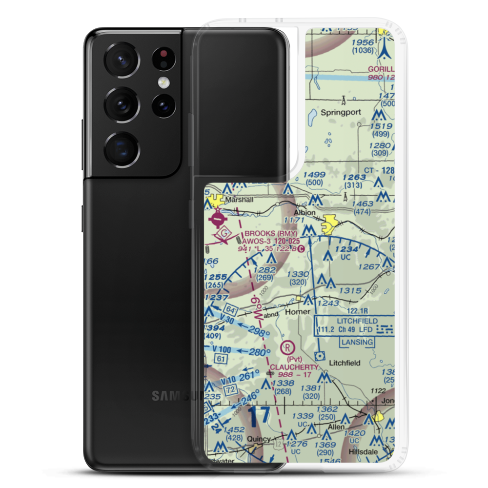 Midway Airport (42MI) VFR Sectional Samsung Case Samsung Galaxy S21 Ultra model shown
