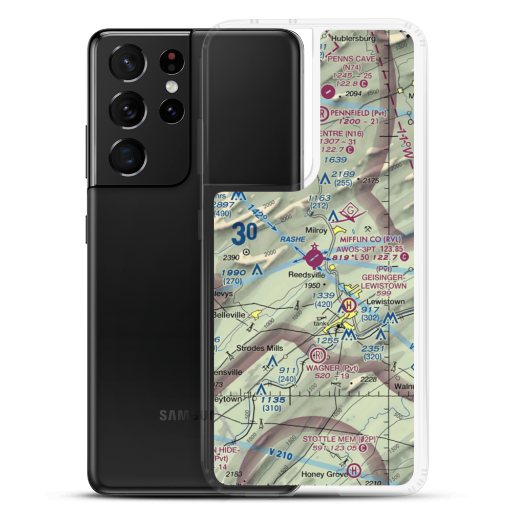 Mifflin County Airport (RVL) VFR Sectional Samsung Case Samsung Galaxy S21 Ultra model shown