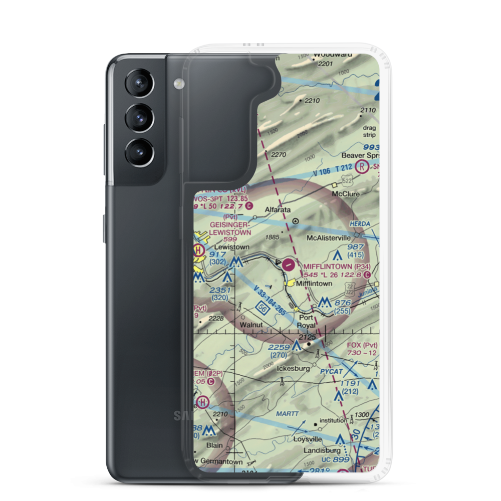 Mifflintown Airport (P34) VFR Sectional Samsung Case Samsung Galaxy S21 model shown