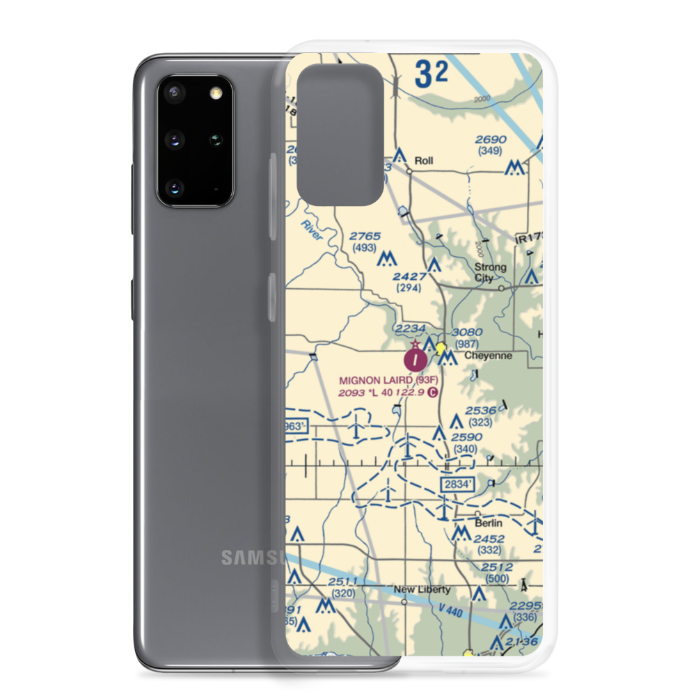 Mignon Laird Municipal Airport (93F) VFR Sectional Samsung Case Samsung Galaxy S20 Plus model shown