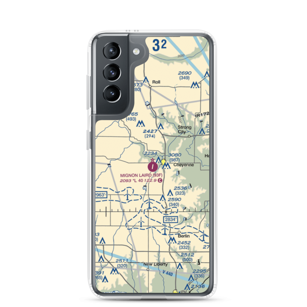 Mignon Laird Municipal Airport (93F) VFR Sectional Samsung Case Samsung Galaxy S21 model shown