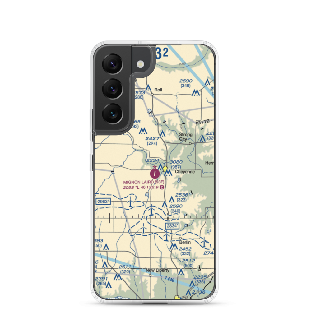 Mignon Laird Municipal Airport (93F) VFR Sectional Samsung Case Samsung Galaxy S22 model shown