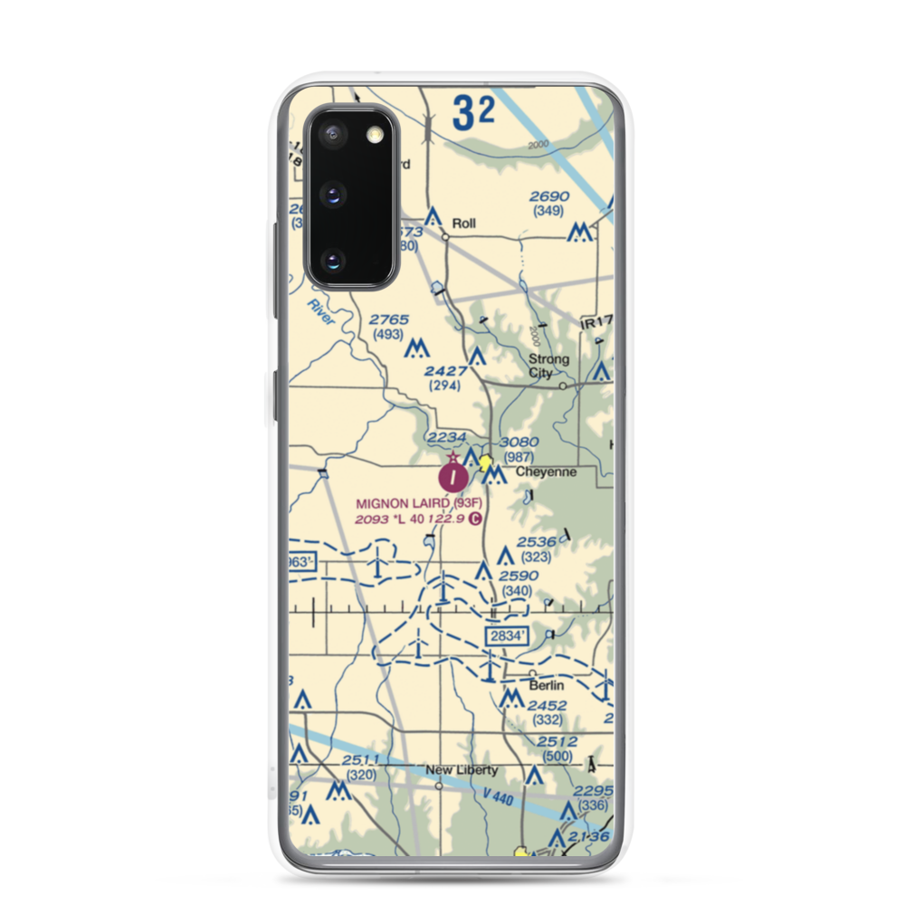 Mignon Laird Municipal Airport (93F) VFR Sectional Samsung Case Samsung Galaxy S20 model shown