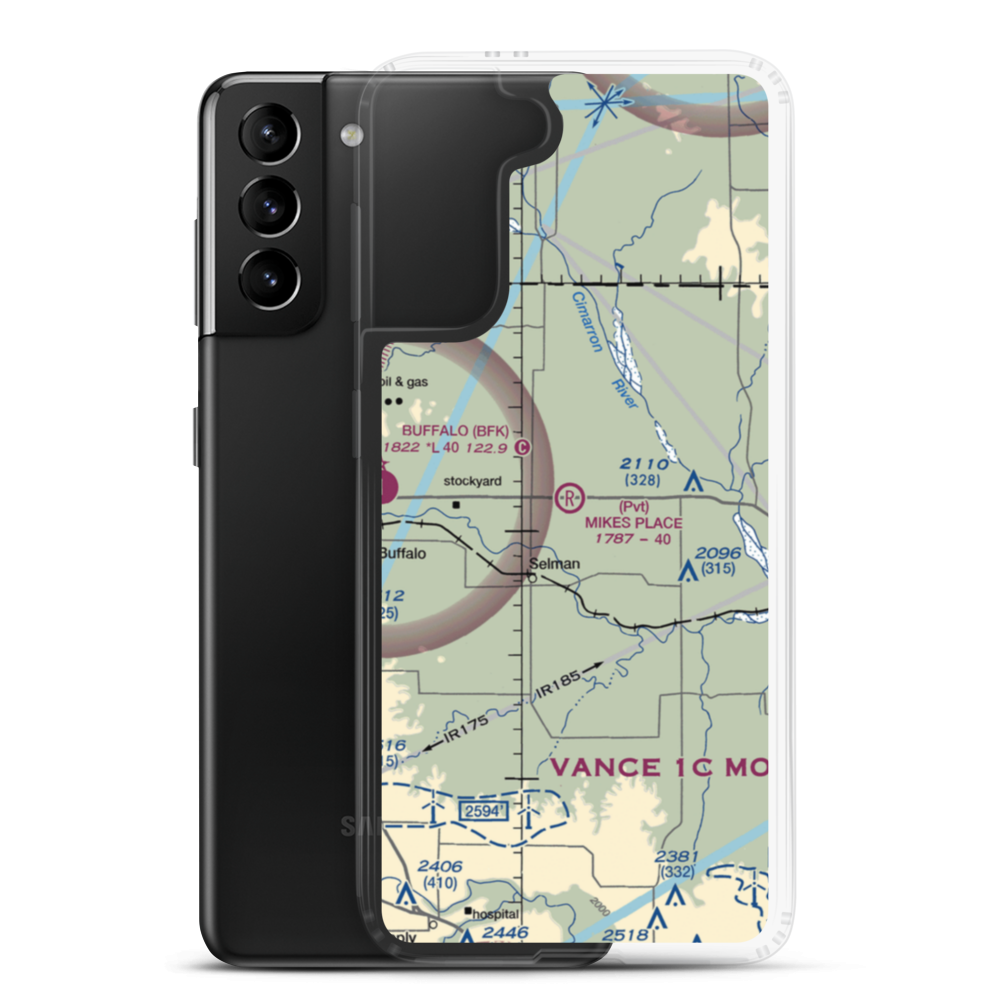 Mike's Place Airport (96OK) VFR Sectional Samsung Case Samsung Galaxy S21 Plus model shown