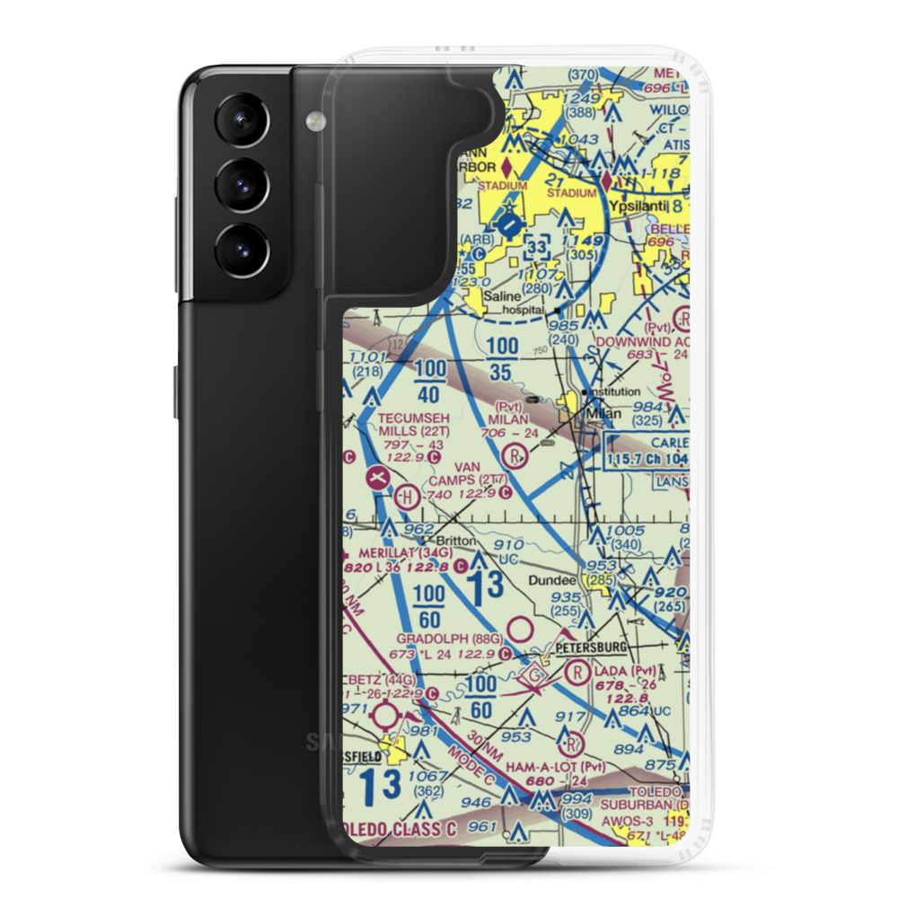 Milan Airport (MI09) VFR Sectional Samsung Case Samsung Galaxy S21 Plus model shown