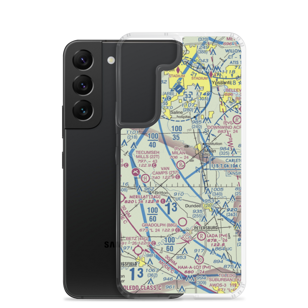 Milan Airport (MI09) VFR Sectional Samsung Case Samsung Galaxy S22 model shown