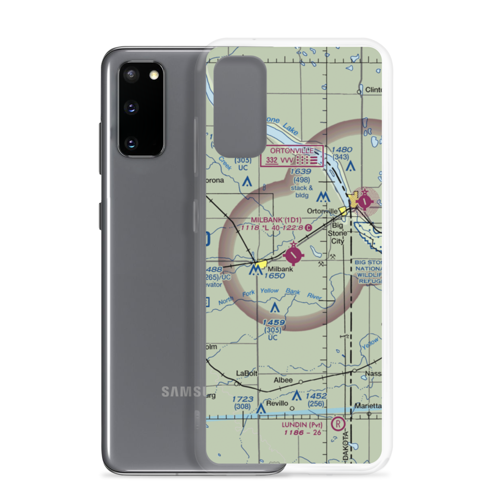 Milbank Municipal Airport (1D1) VFR Sectional Samsung Case Samsung Galaxy S20 model shown