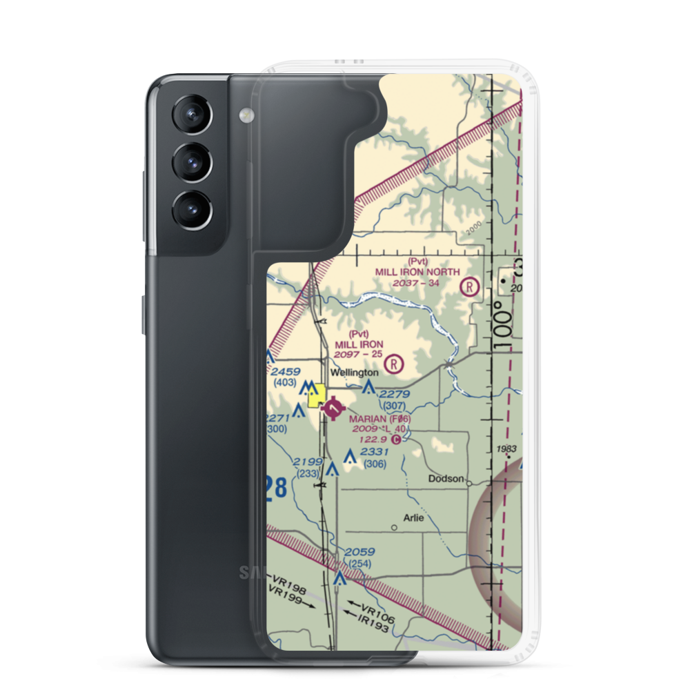 Mill Iron Ranch South Airport (36XS) VFR Sectional Samsung Case Samsung Galaxy S21 model shown