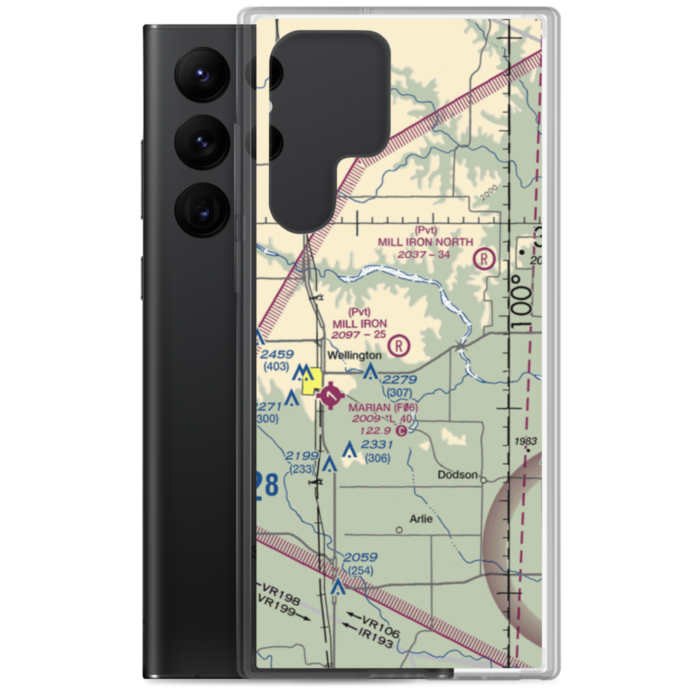 Mill Iron Ranch South Airport (36XS) VFR Sectional Samsung Case Samsung Galaxy S22 Ultra model shown