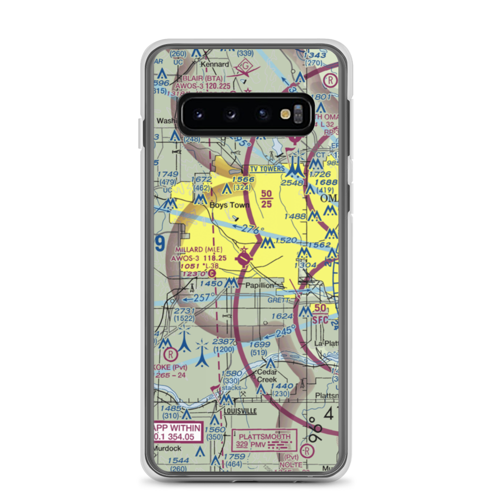 Millard Airport (MLE) VFR Sectional Samsung Case Samsung Galaxy S10 model shown