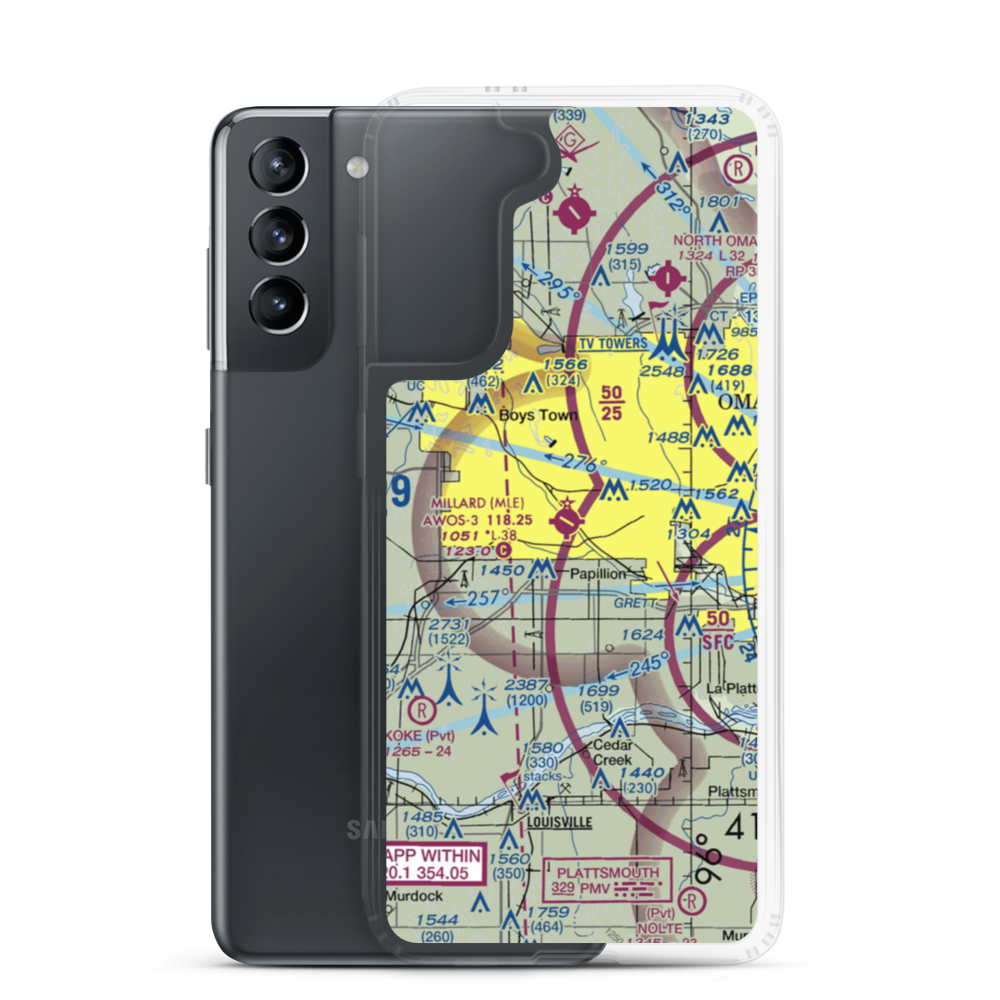 Millard Airport (MLE) VFR Sectional Samsung Case Samsung Galaxy S21 model shown