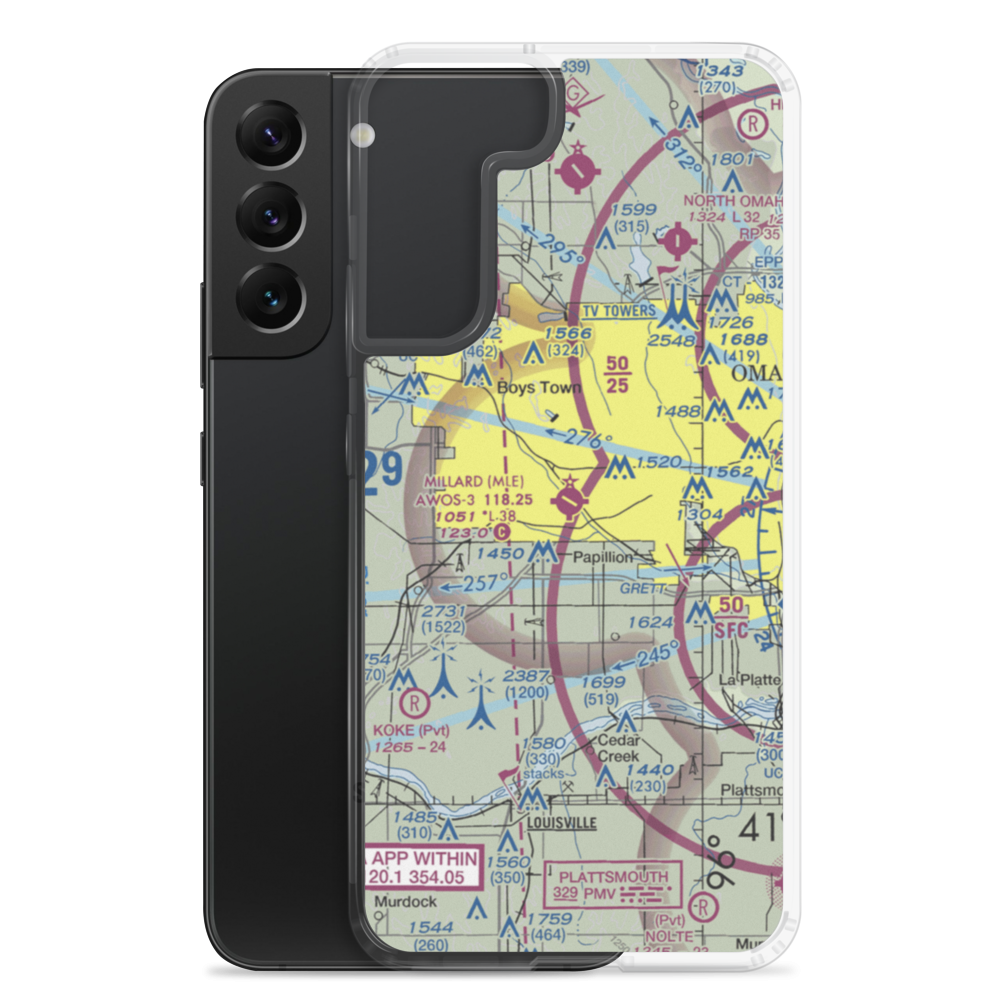 Millard Airport (MLE) VFR Sectional Samsung Case Samsung Galaxy S22 Plus model shown