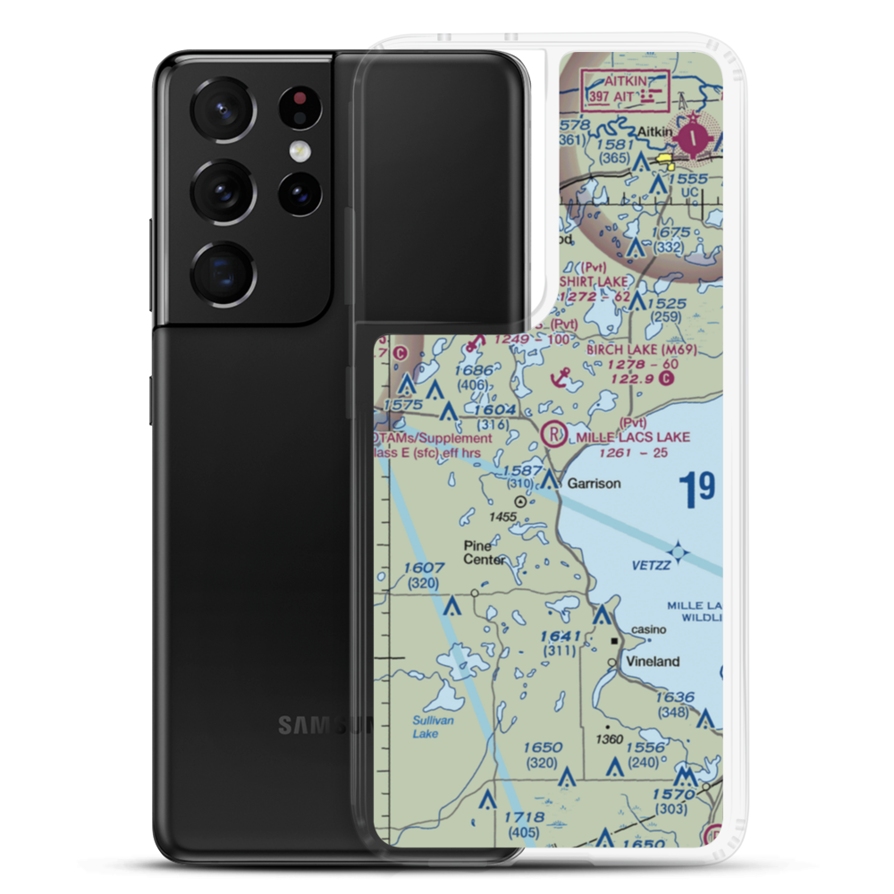 Mille Lacs Lake Resort Airport (7MN4) VFR Sectional Samsung Case Samsung Galaxy S21 Ultra model shown