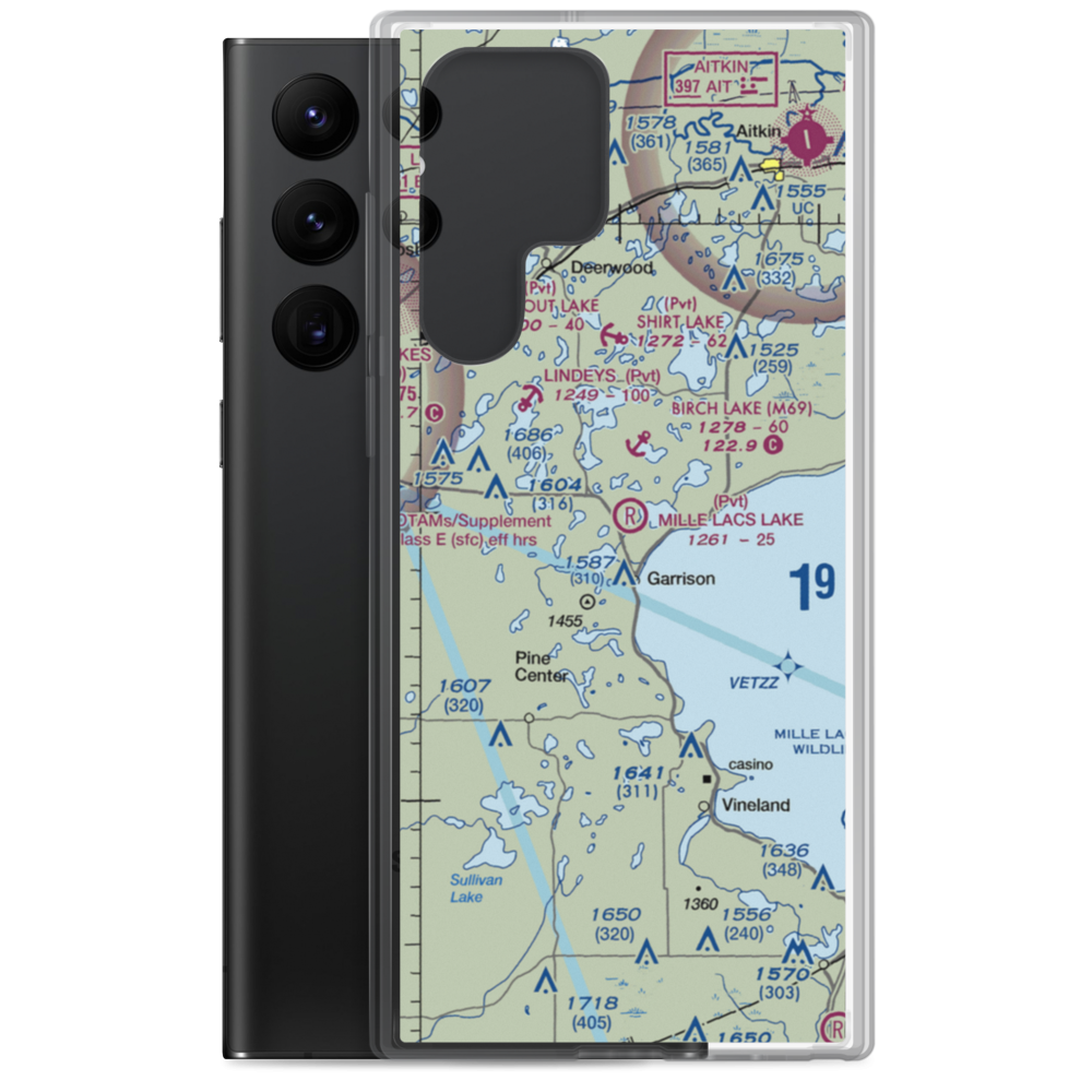 Mille Lacs Lake Resort Airport (7MN4) VFR Sectional Samsung Case Samsung Galaxy S22 Ultra model shown