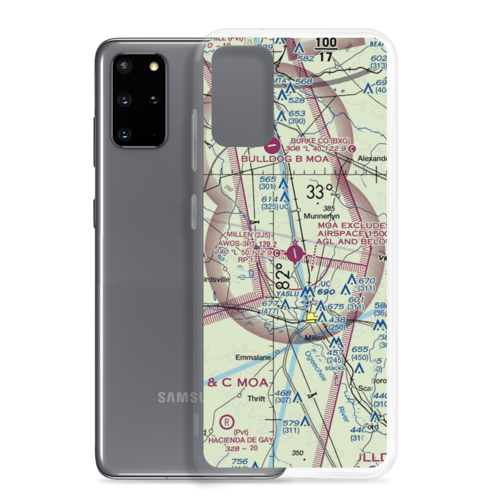 Millen Airport (2J5) VFR Sectional Samsung Case Samsung Galaxy S20 Plus model shown