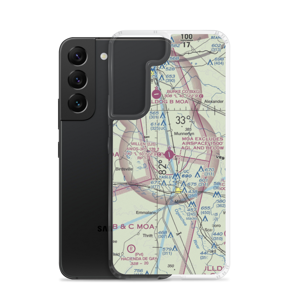 Millen Airport (2J5) VFR Sectional Samsung Case Samsung Galaxy S22 model shown