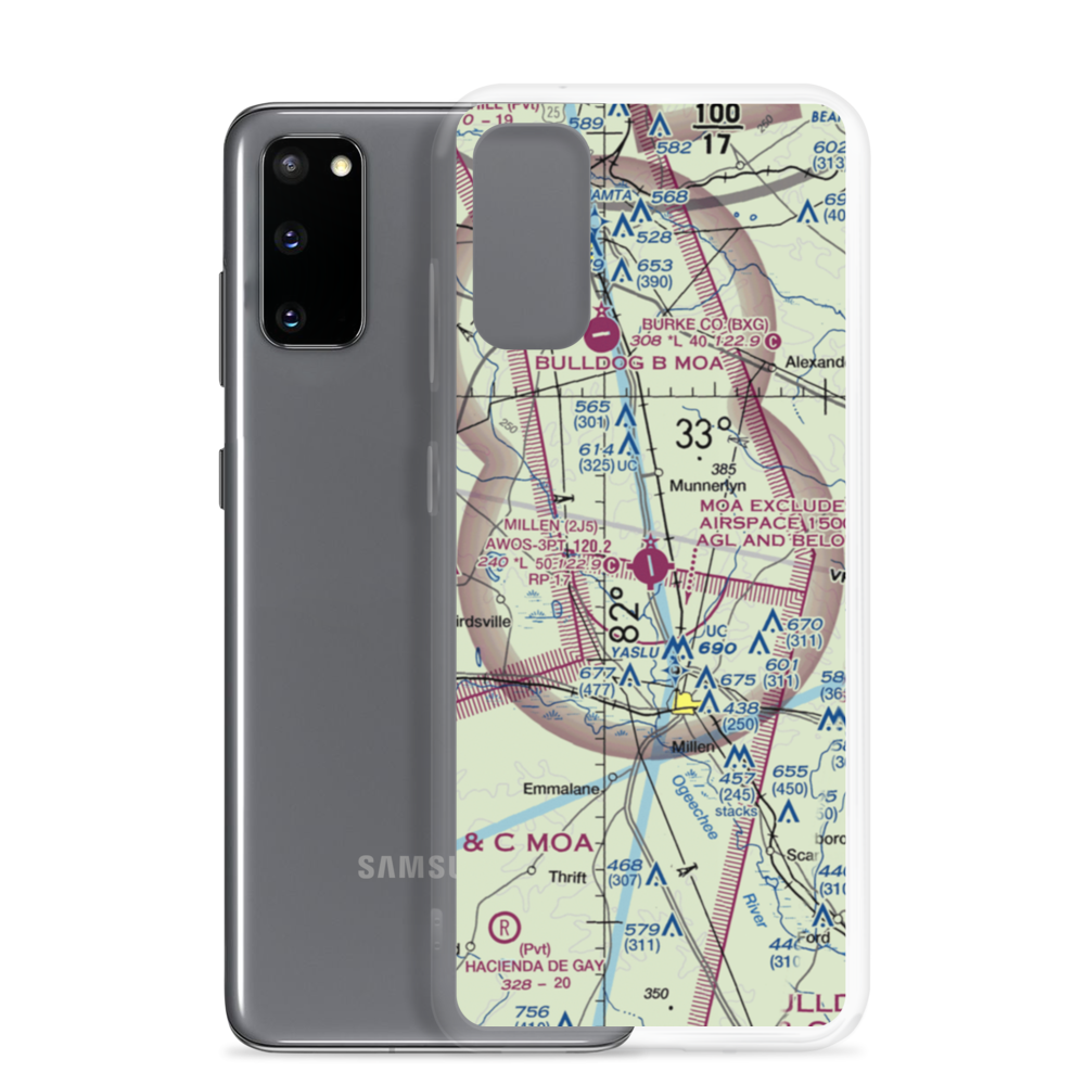Millen Airport (2J5) VFR Sectional Samsung Case Samsung Galaxy S20 model shown