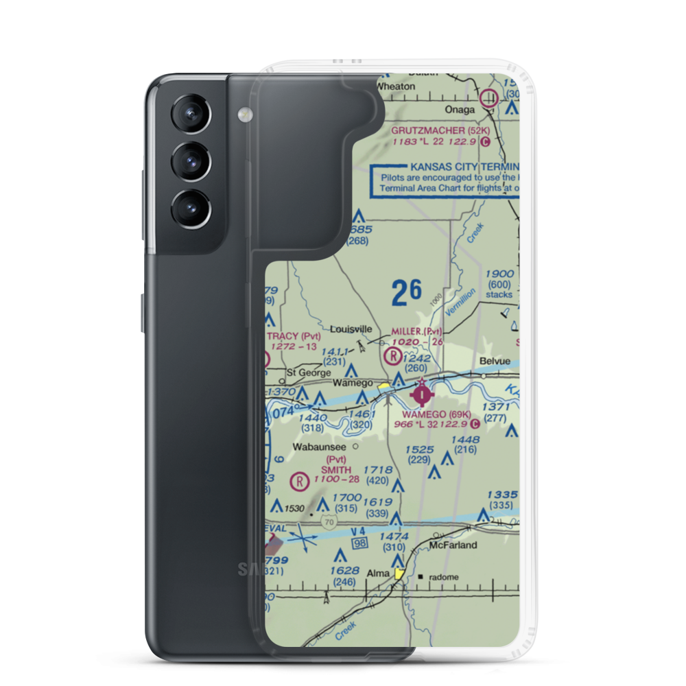 Miller Aeroplane Field (83KS) VFR Sectional Samsung Case Samsung Galaxy S21 model shown