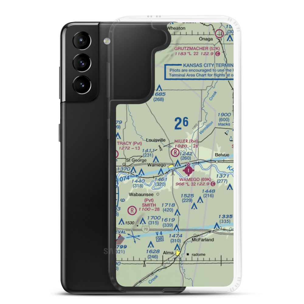 Miller Aeroplane Field (83KS) VFR Sectional Samsung Case Samsung Galaxy S21 Plus model shown