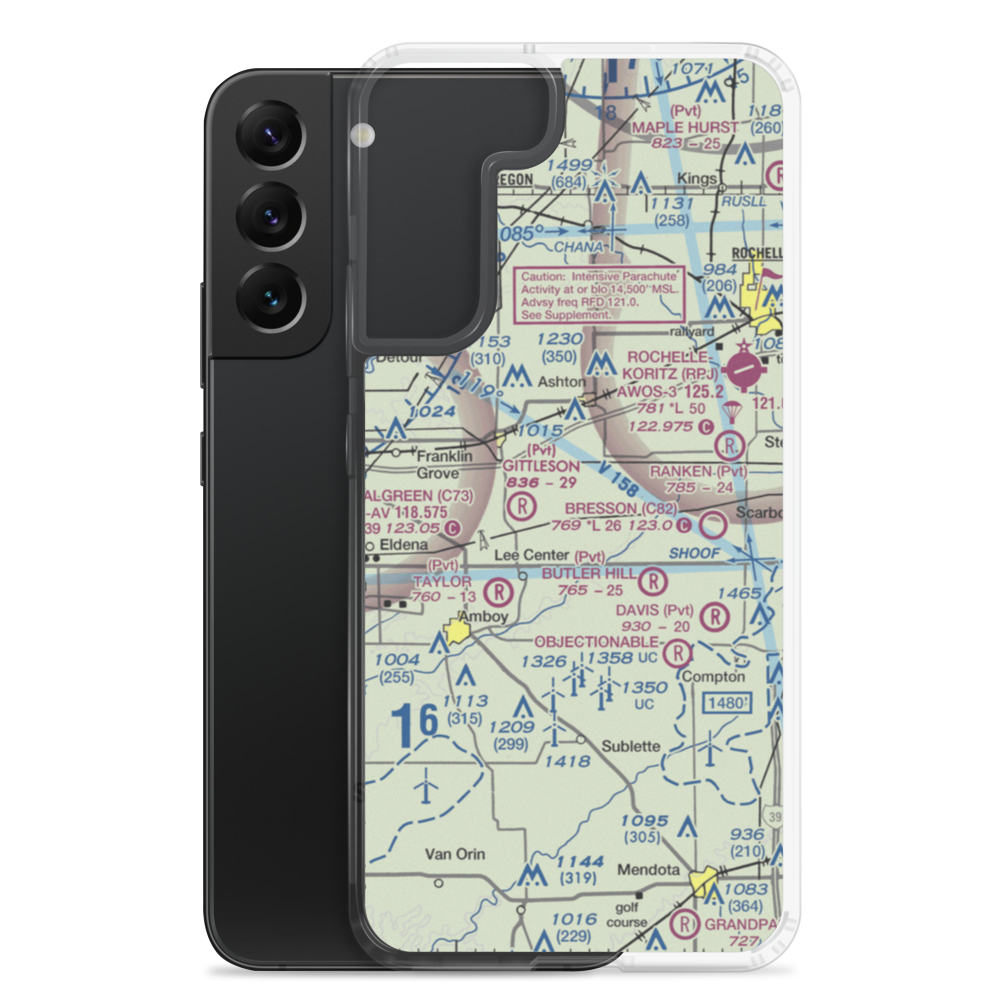 Miller Airport (79IL) VFR Sectional Samsung Case Samsung Galaxy S22 Plus model shown