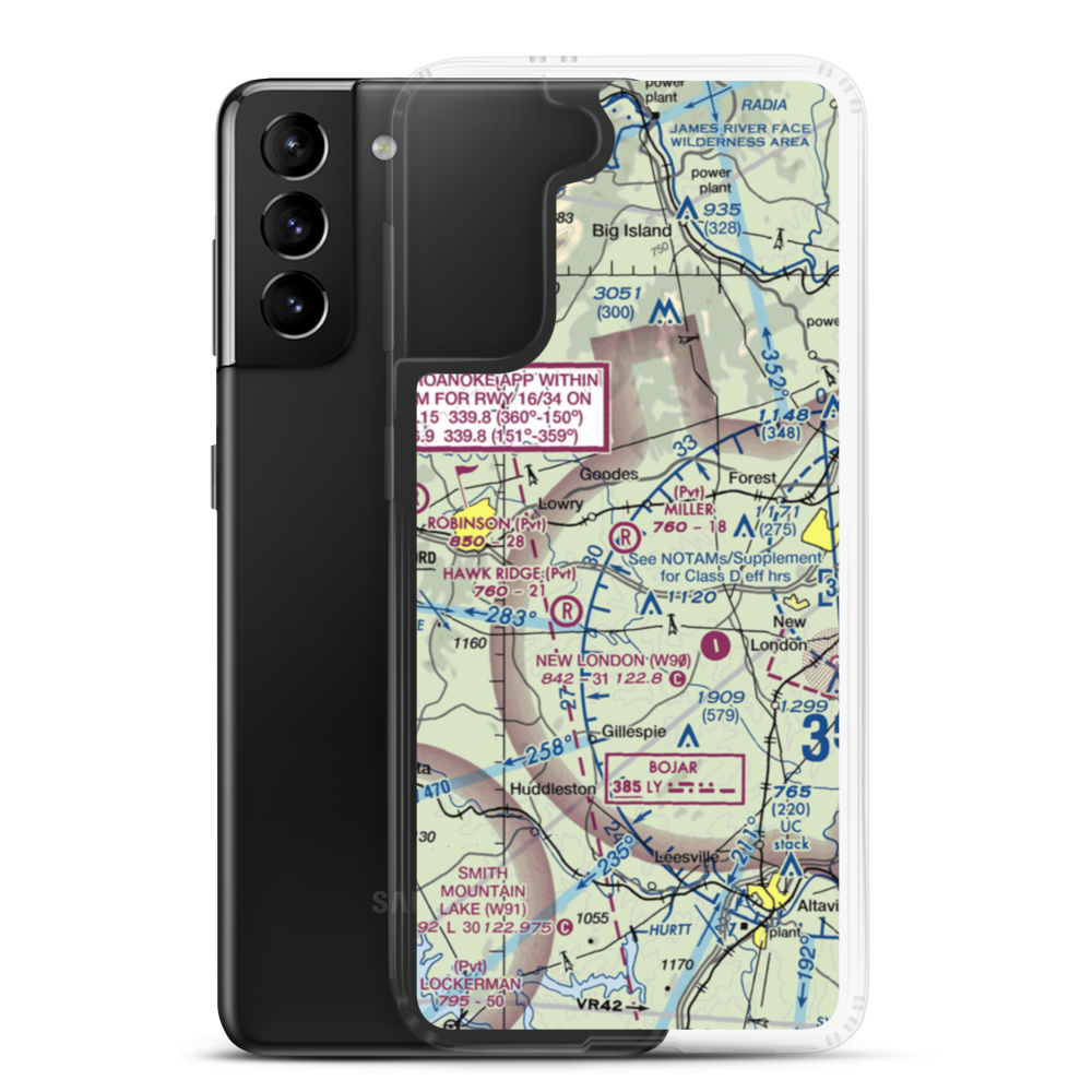 Miller Airport (91VA) VFR Sectional Samsung Case Samsung Galaxy S21 Plus model shown