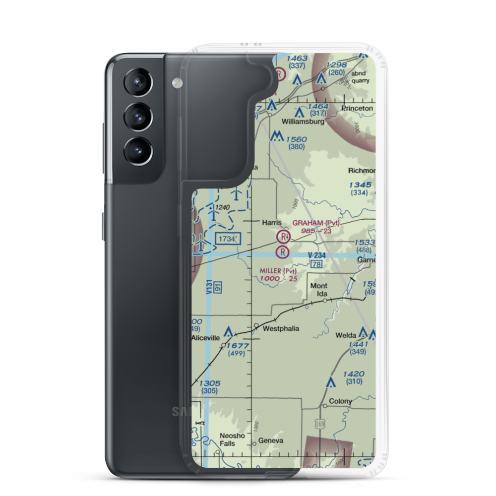 Miller Airport (9KS7) VFR Sectional Samsung Case Samsung Galaxy S21 model shown