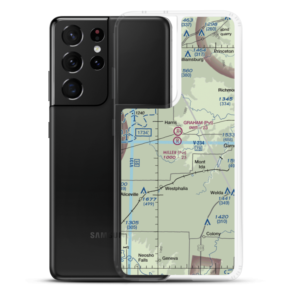 Miller Airport (9KS7) VFR Sectional Samsung Case Samsung Galaxy S21 Ultra model shown