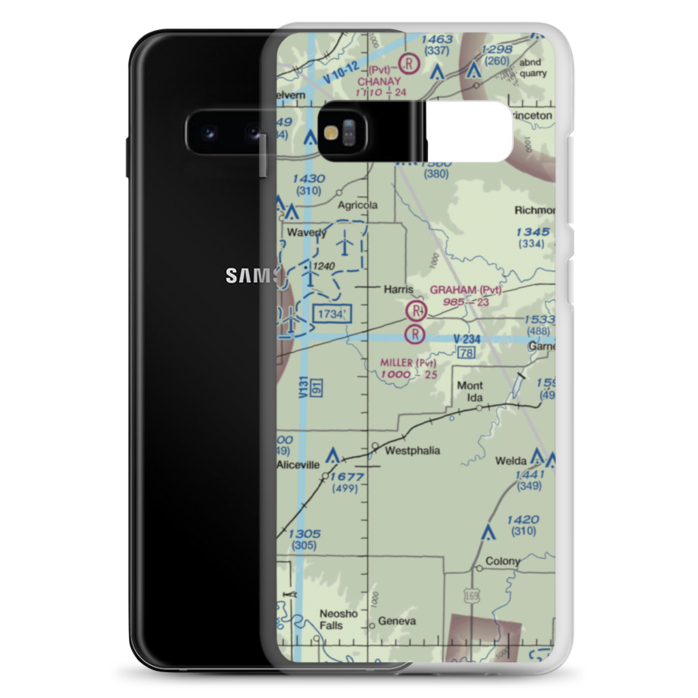 Miller Airport (9KS7) VFR Sectional Samsung Case Samsung Galaxy S10+ model shown