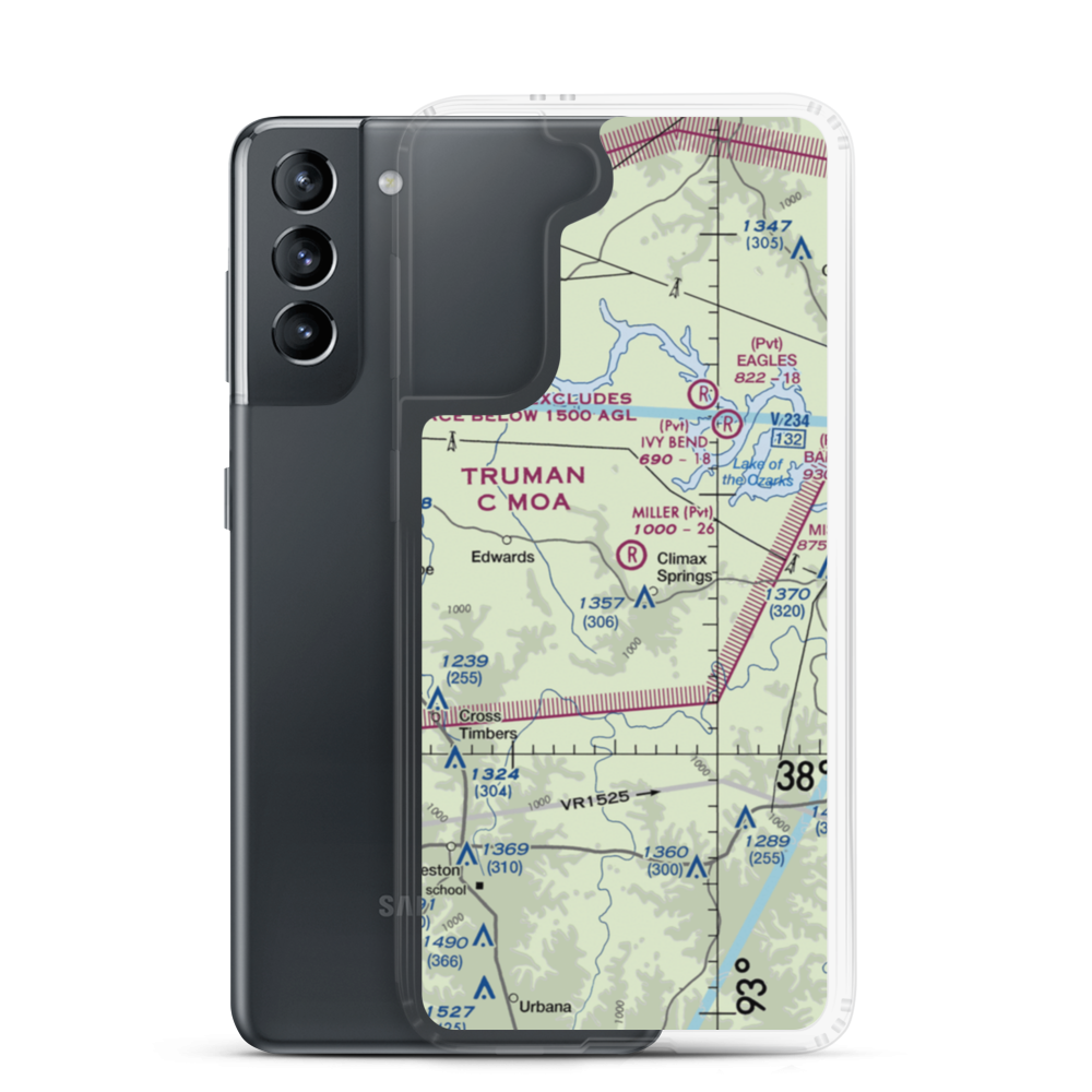 Miller Airport (MO99) VFR Sectional Samsung Case Samsung Galaxy S21 model shown